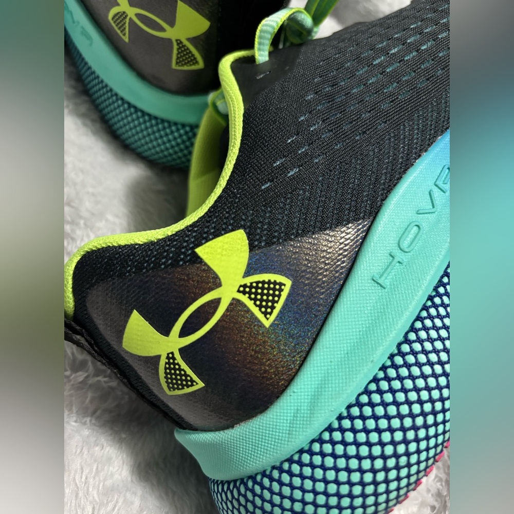 UA HOVR™ Turbulence Black Athletic Shoes with Neon and Blue Accents - Picture 6 of 6